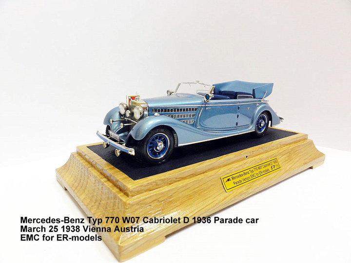 Mercedes-Benz Type 770 (W07) Cabriolet D 1936 Parade car March 25 1938 Vienna Austria<br />Виробник: EMC<br />Масштаб -1:43. Наклад ? шт.